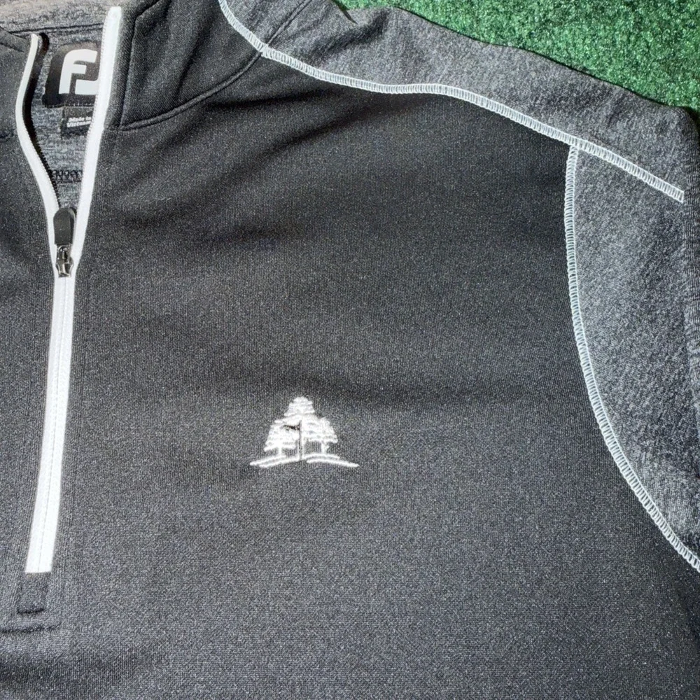 Footjoy 1/4 Zip Pullover Black Pine Tree Logo Men's Size Small